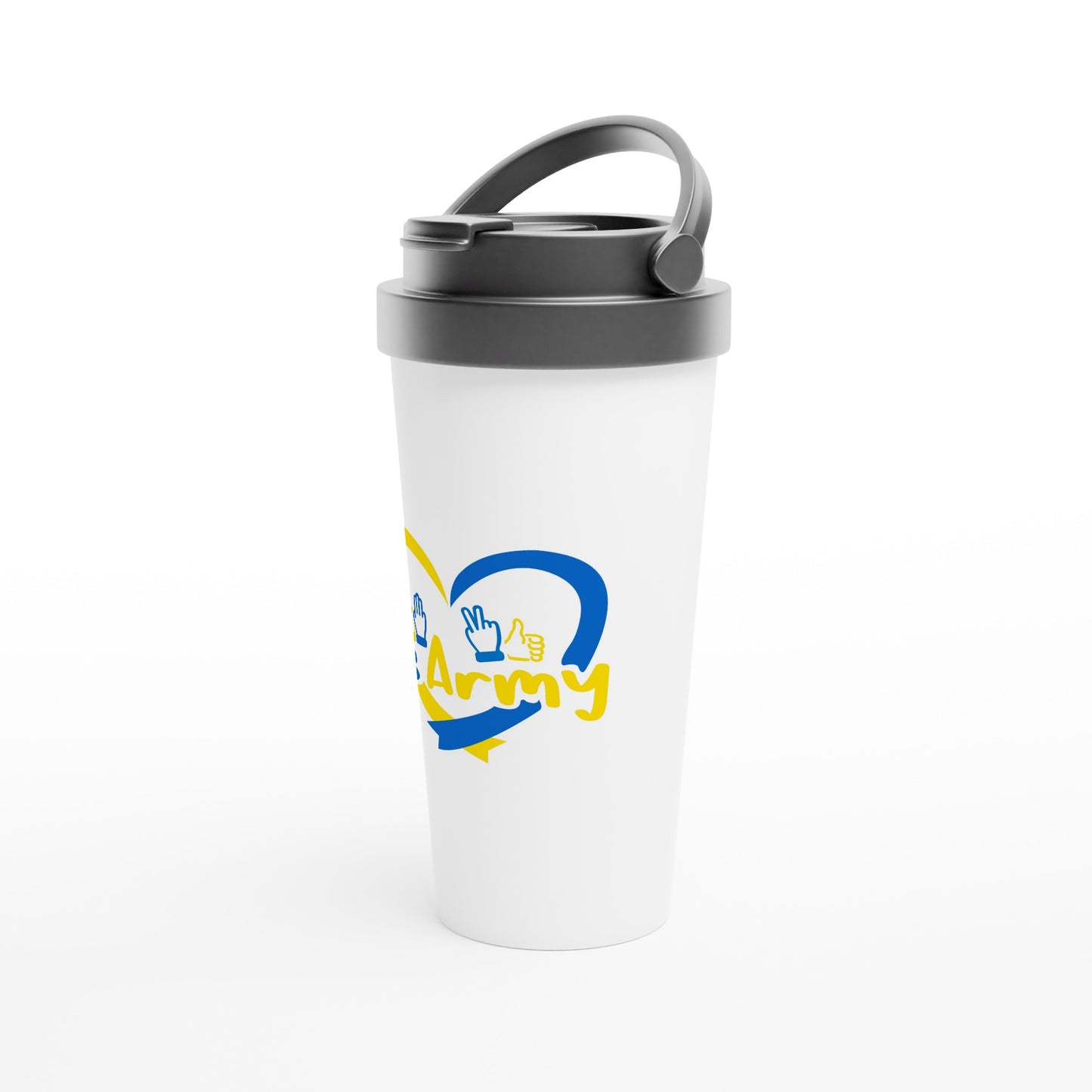 TJs Army White 15oz Stainless Steel Travel Mug