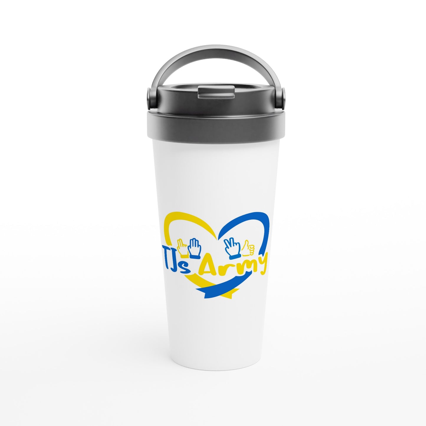 TJs Army White 15oz Stainless Steel Travel Mug